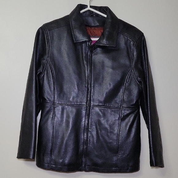 BurryLane Genuine Leather Coat Zip Front Woman's M Quilted Lining Vintage